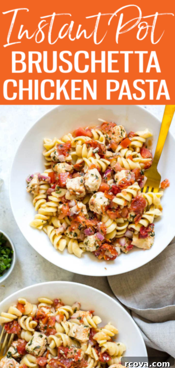 Vibrant Instant Pot Bruschetta Chicken Pasta 12 This Instant Pot Bruschetta Chicken Pasta is a delicious one pot pasta recipe that's perfect for summer and it’s ready in just 30 minutes! #instantpot #bruschettapasta