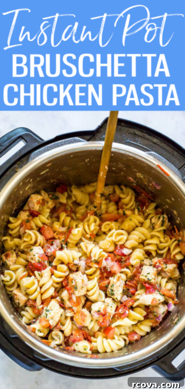 Vibrant Instant Pot Bruschetta Chicken Pasta 13 This Instant Pot Bruschetta Chicken Pasta is a delicious one pot pasta recipe that's perfect for summer and it’s ready in just 30 minutes! #instantpot #bruschettapasta
