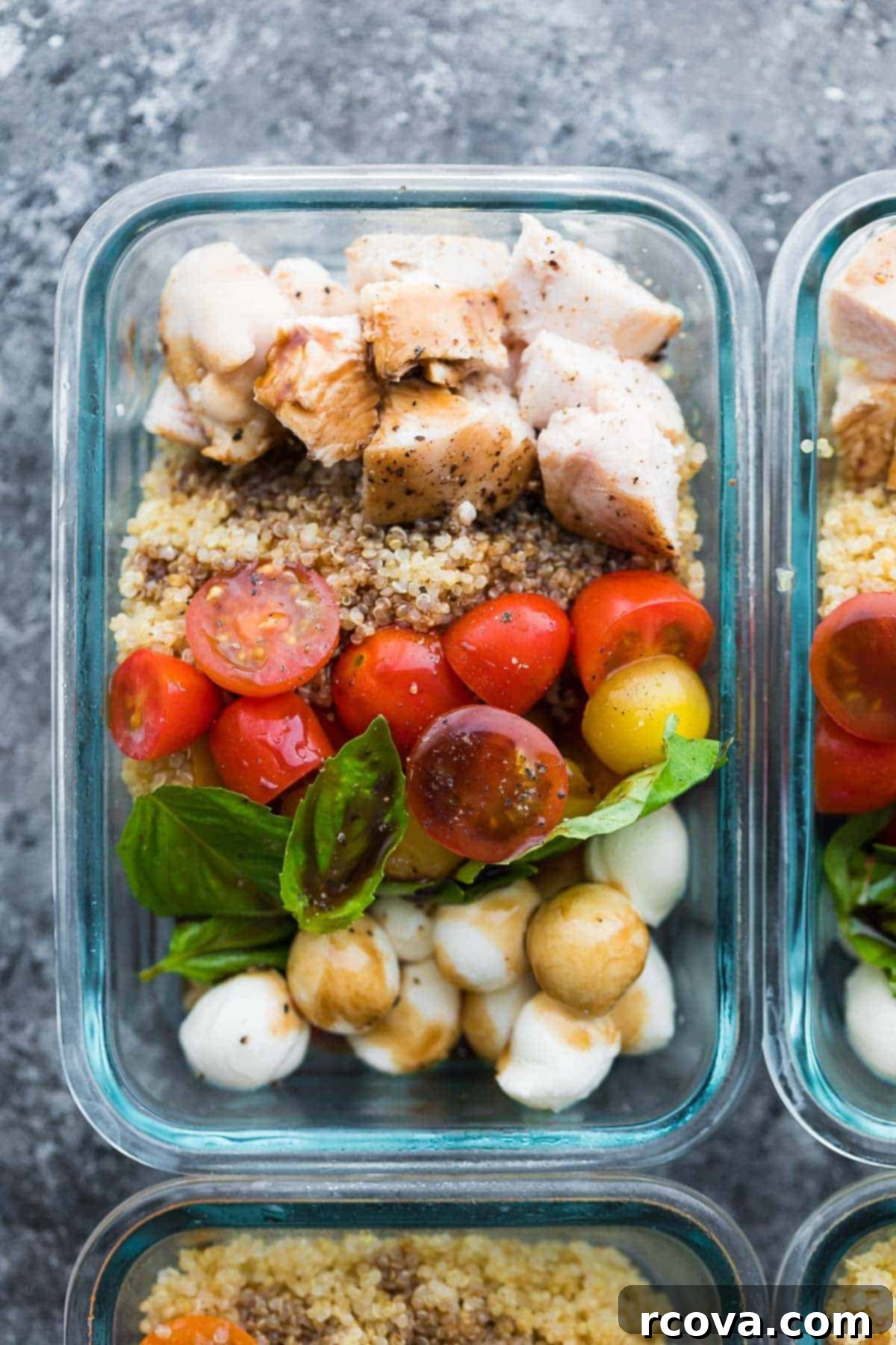 30+ Flavor-Packed Meal Prep Salads You'll Crave 29 Caprese Chicken Salad Meal Prep Bowls via Sweet Peas and Saffron, a delicious and convenient option.