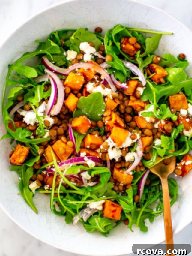 30+ Flavor-Packed Meal Prep Salads You'll Crave 10 A vibrant arugula salad with lentils, sweet potatoes, and a lemon-olive oil dressing.