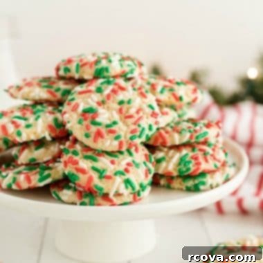 Festive Sprinkle Cookies 11 Christmas Sprinkle Cookies are sugar Cookies rolled in Christmas sprinkles for a special holiday treat! Delightfully soft & chewy Christmas cookies made with festive holiday sprinkles!