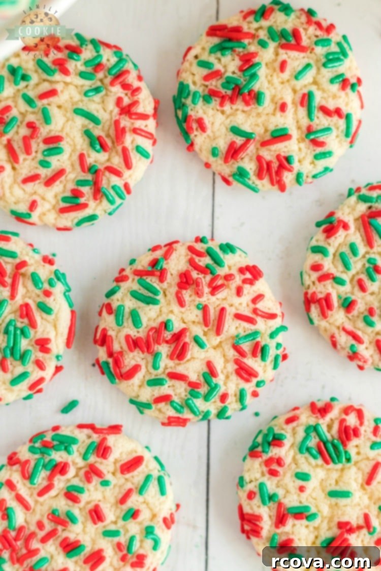 Festive Sprinkle Cookies 14 Christmas Sprinkle Cookies are sugar Cookies rolled in Christmas sprinkles for a special holiday treat! Delightfully soft & chewy Christmas cookies made with festive holiday sprinkles!