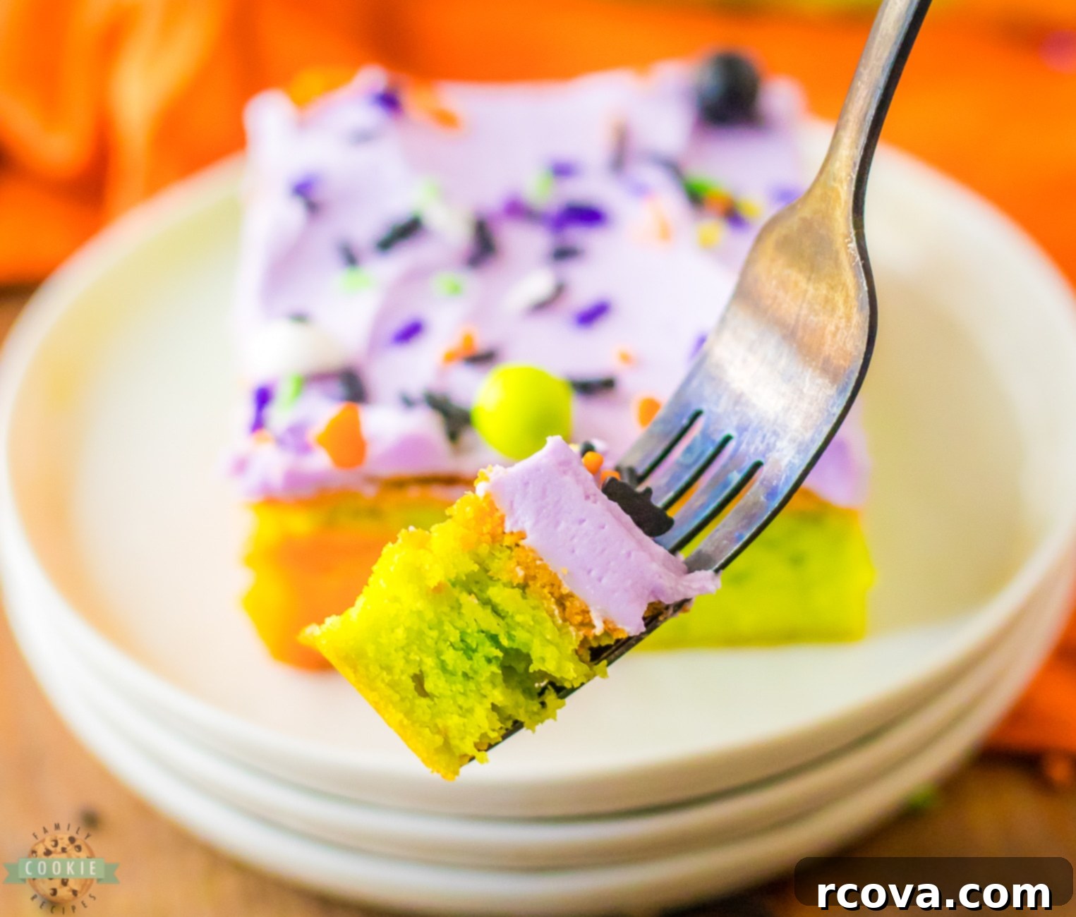 Festive Halloween Sugar Cookie Bars 3 bite of a sugar cookie bar