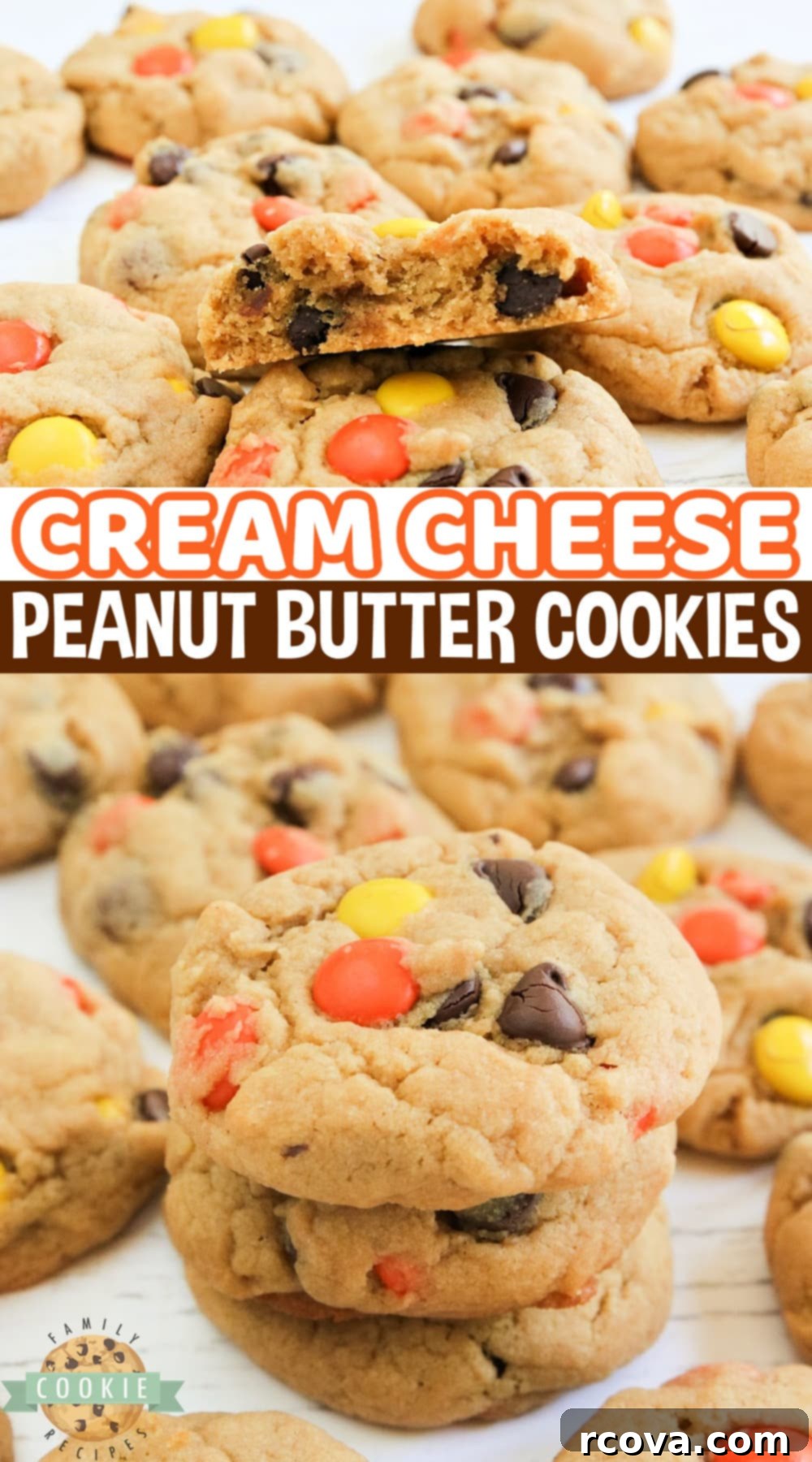 Decadent Peanut Butter Cream Cheese Cookies 13 Cream Cheese Peanut Butter Cookies are soft, chewy and packed with peanut butter! Made with Reese's pieces, these peanut butter cookies turn out perfectly every time.