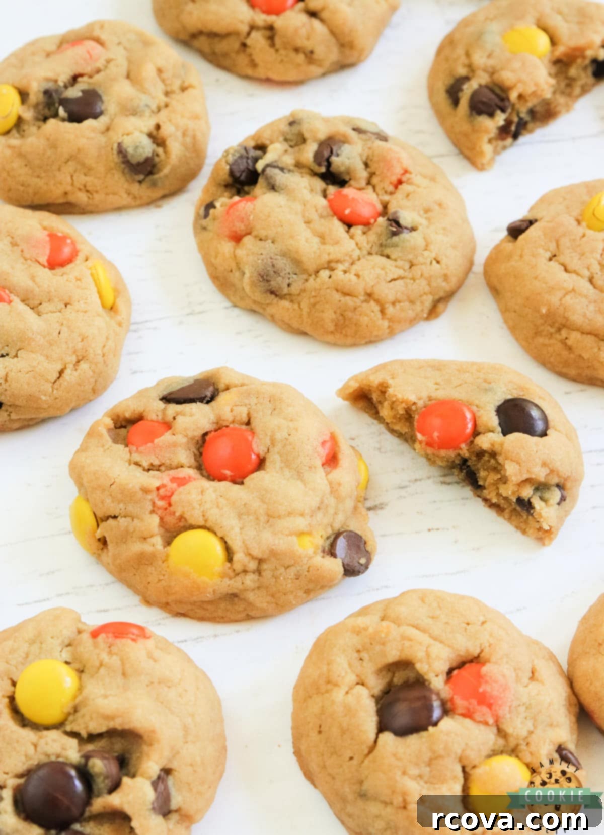Decadent Peanut Butter Cream Cheese Cookies 10 Peanut butter cookies with Reese's pieces
