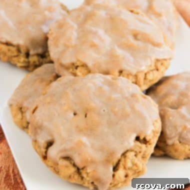 Sweet Glazed Pumpkin Oat Delights 13 Glazed Pumpkin Oatmeal Cookies are soft, chewy oatmeal cookies packed with pumpkin and topped with a simple cinnamon sugar icing. The perfect cookie for fall!