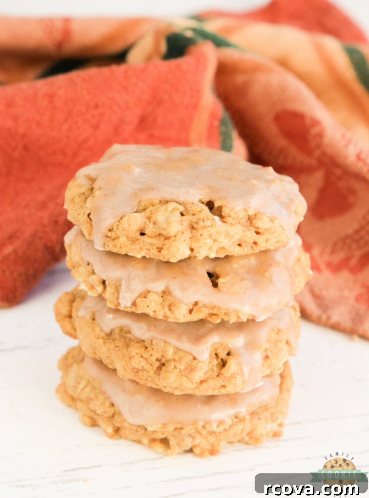 Sweet Glazed Pumpkin Oat Delights 14 Close-up of a pumpkin oatmeal cookie with a visible oat texture and a delicate cinnamon sugar glaze.