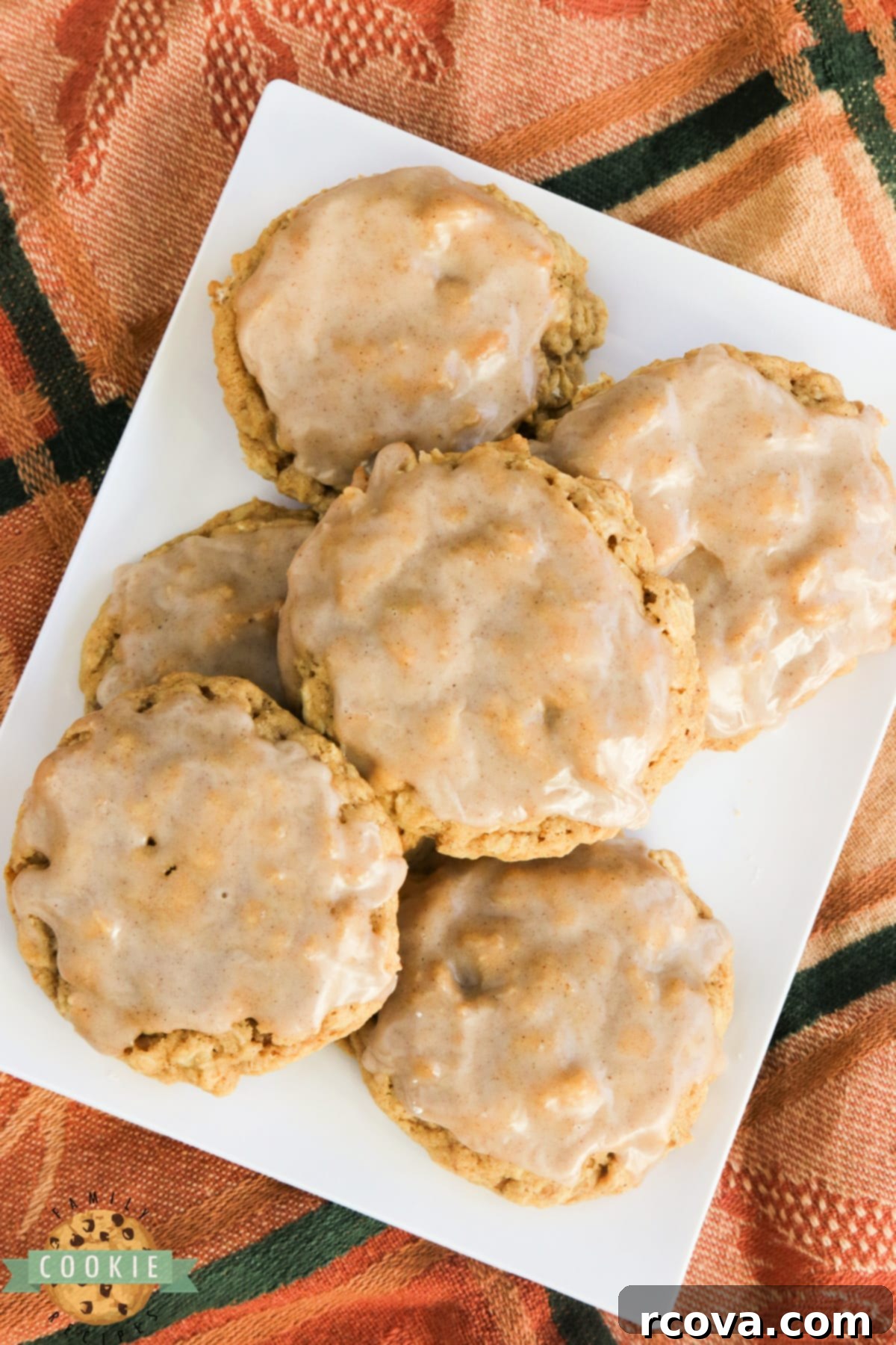 Sweet Glazed Pumpkin Oat Delights 15 A printed recipe card for Glazed Pumpkin Oatmeal Cookies, featuring ingredients and step-by-step instructions for a perfect fall treat.