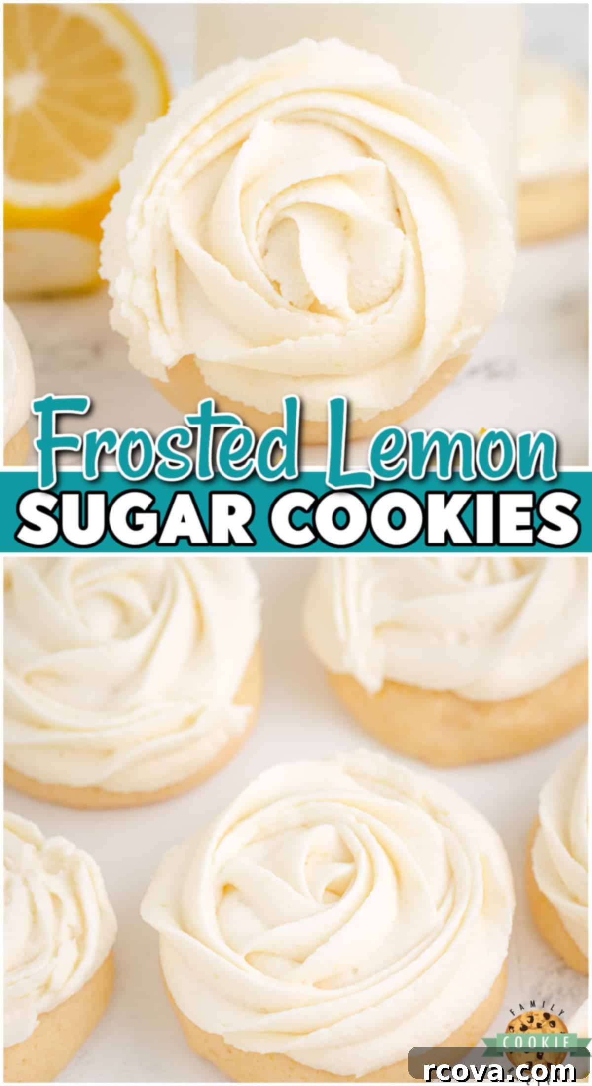 Sunshine Lemon Glazed Sugar Cookies 8 Frosted Lemon Sugar Cookies, easy lemon cookies with buttercream rosettes