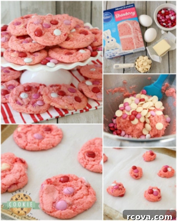 Strawberry Cloud Cookies 3 Strawberry Cake Mix Cookies are soft & sweet and made with just 4 ingredients! Super simple to make these cute, festive cake mix cookies. The strawberry flavor is just perfect.