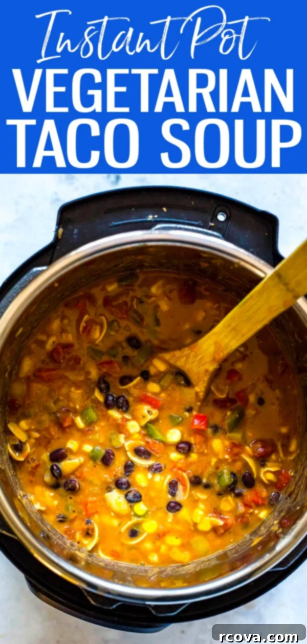 Instant Pot Vegetarian and Gluten Free Taco Soup 11 This Instant Pot Taco Soup is a great option for busy weeknights with all your favourite taco toppings and gluten-free chickpea noodles. #instantpot #tacosoup