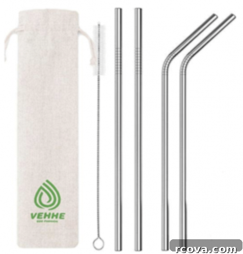 Culinary Curation: Gifts for Gourmet & Get-Ahead Cooks 18 Reusable metal straws with cleaning brushes, an eco-friendly alternative to plastic straws.