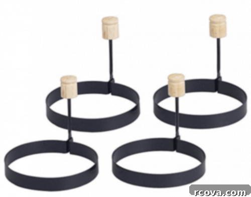 Culinary Curation: Gifts for Gourmet & Get-Ahead Cooks 25 Non-stick egg rings shaping perfectly round fried eggs for breakfast sandwiches.