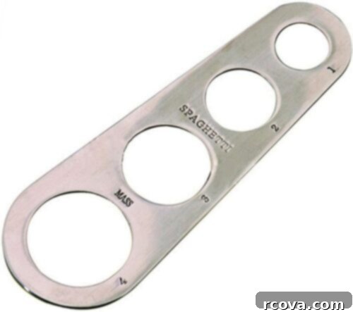 Culinary Curation: Gifts for Gourmet & Get-Ahead Cooks 31 Dry pasta measurement tool with various holes for portion control for one, two, or three servings.