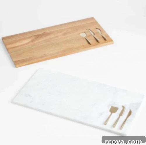 Culinary Curation: Gifts for Gourmet & Get-Ahead Cooks 51 Assortment of elegant cheeseboards with complementing knives, perfect for entertaining.