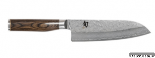 Culinary Curation: Gifts for Gourmet & Get-Ahead Cooks 60 Shun Premier Santoku 7-Inch Knife, a professional-grade knife with a blade designed to reduce drag.