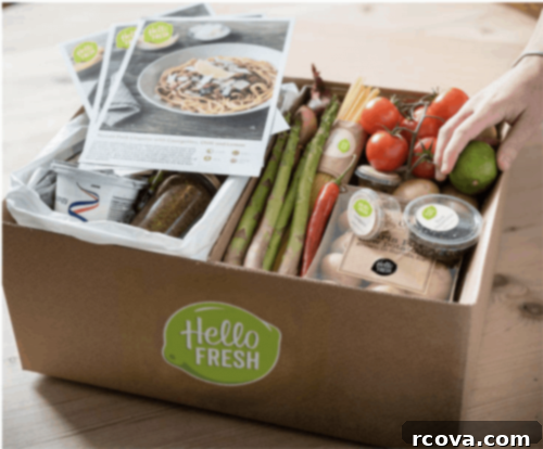 Culinary Curation: Gifts for Gourmet & Get-Ahead Cooks 61 Hello Fresh Subscription box, offering meal kits with pre-portioned ingredients and recipes.