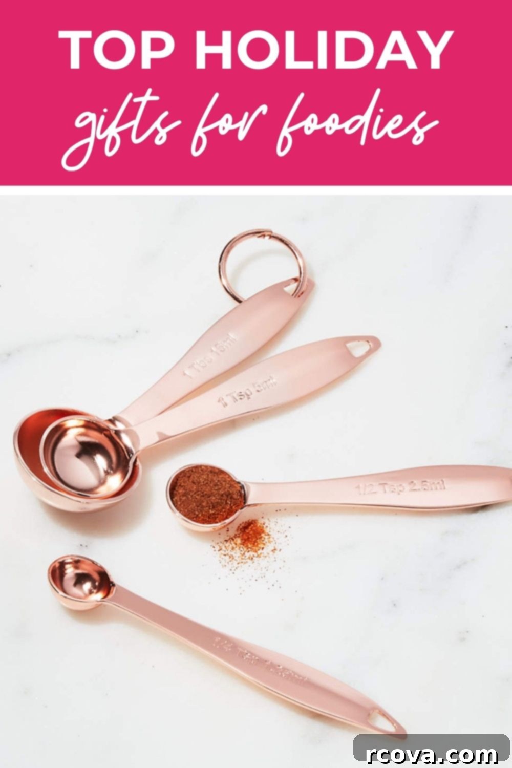 Culinary Curation: Gifts for Gourmet & Get-Ahead Cooks 64 Close-up of shiny copper measuring spoons, reflecting light beautifully.
