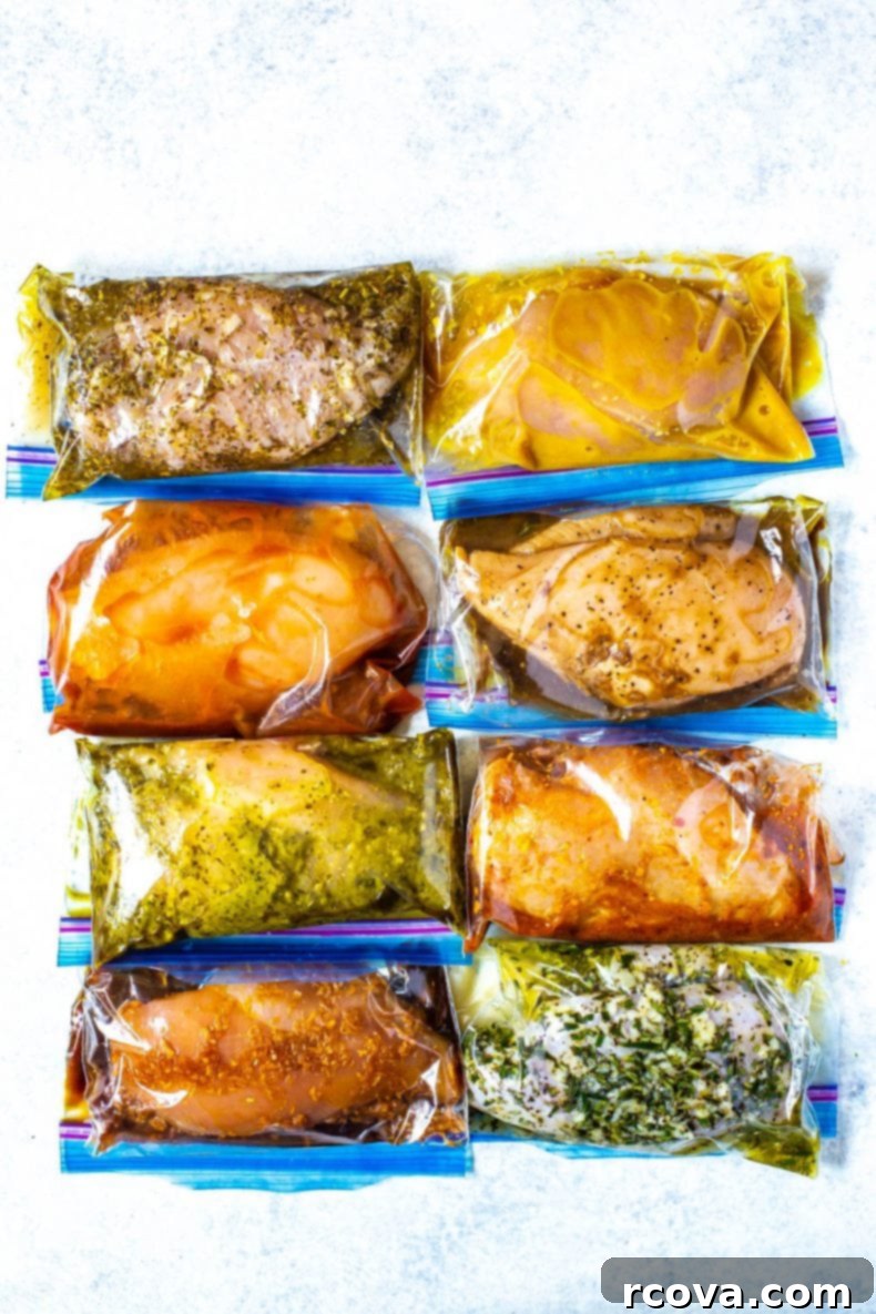 Unlock Flavor: 8 Must-Try Chicken Marinades 2 Best Chicken Marinade Recipes - various marinated chicken breasts in bags