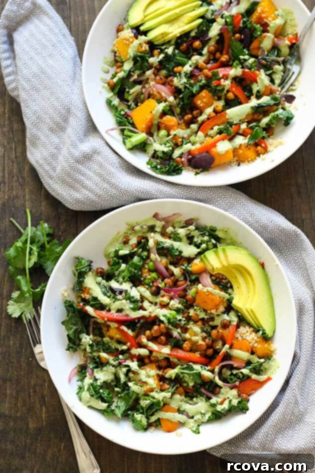 Autumn's Best: 40+ Butternut Squash Recipes to Savor 8 Warm Tahini Kale and Quinoa Bowl + Roasted Chickpeas