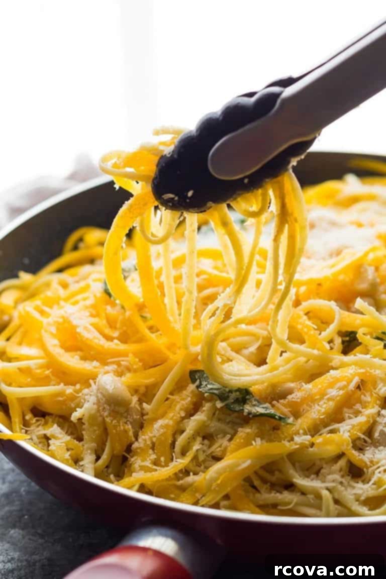 Autumn's Best: 40+ Butternut Squash Recipes to Savor 12 Tongs picking up butternut squash noodles