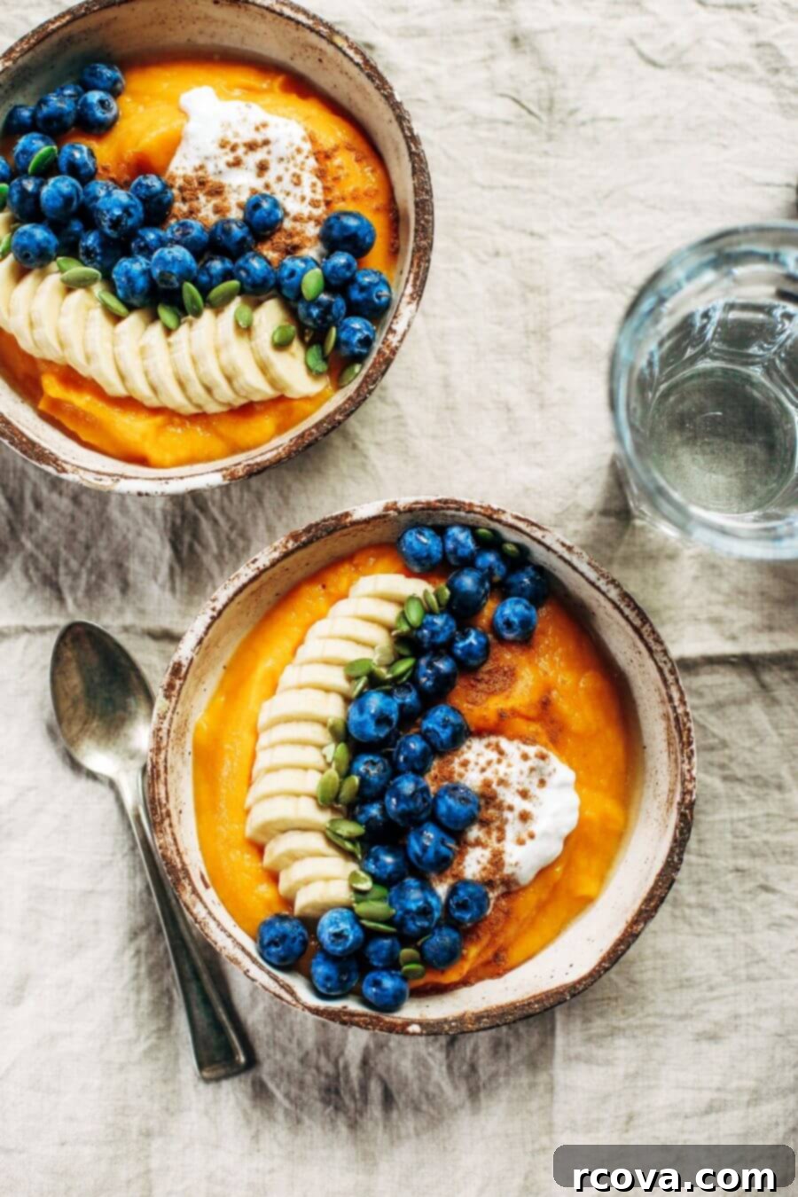 Autumn's Best: 40+ Butternut Squash Recipes to Savor 5 Butternut squash breakfast bowl topped with banana and blueberries
