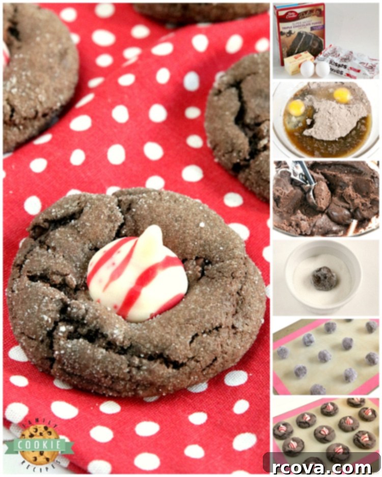 Holiday Chocolate Peppermint Blossoms 6 Step by step instructions on how to make Hersheys kisses blossoms with a cake mix
