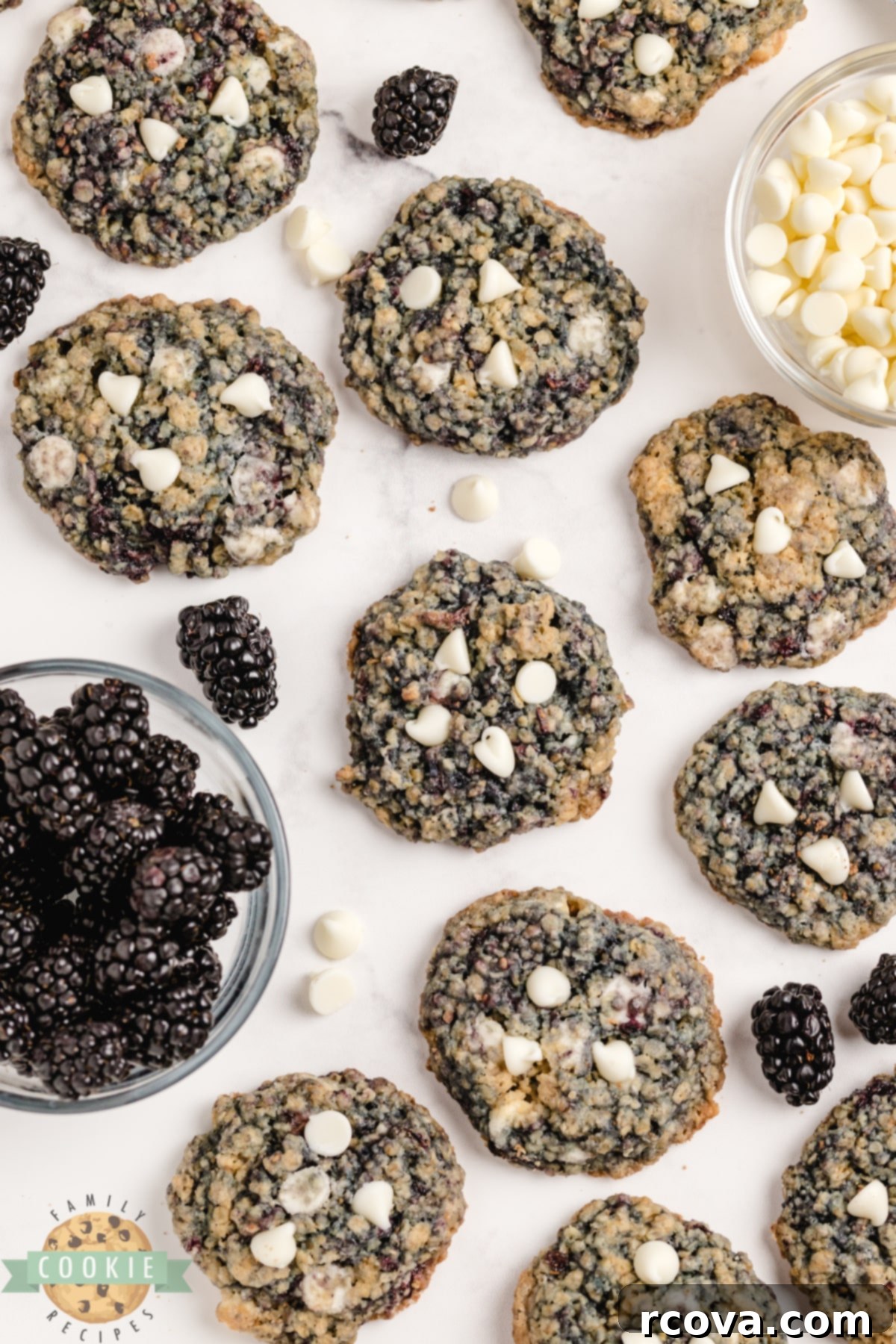 Blackberry Oatmeal Delights 3 Oatmeal cookies with fresh blackberries