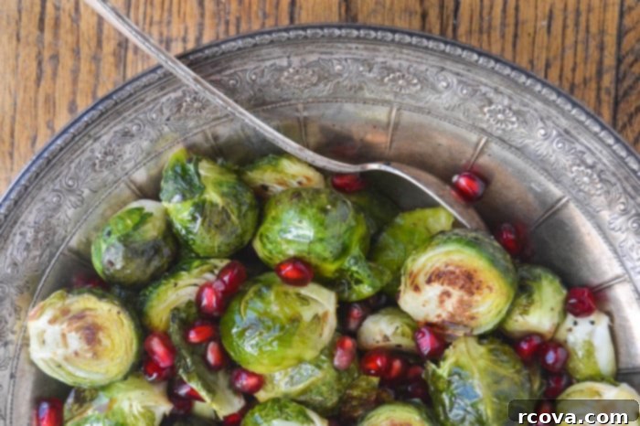 Wholesome Thanksgiving Delights 13 Roasted Brussels Sprouts with Pomegranate via The View from Great Island