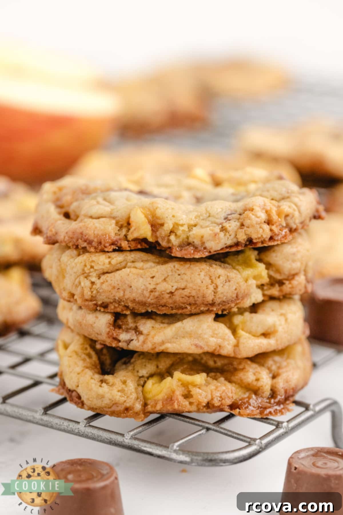 Delicious Apple Cookie Recipes 2 Easy Caramel Apple Cake Mix Cookies with Rolo candies.