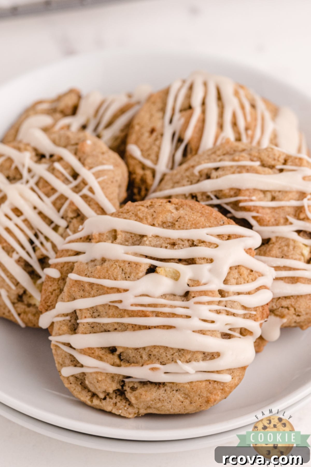 Delicious Apple Cookie Recipes 15 Vanilla Glazed Spiced Apple Cookies with walnuts.
