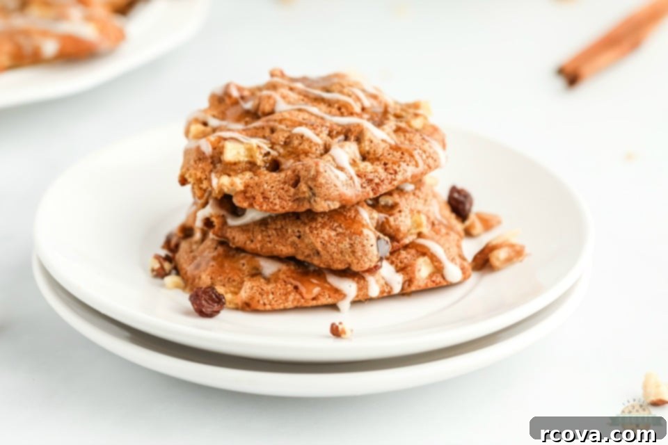 Delicious Apple Cookie Recipes 8 Glazed Spiced Apple Cookies with walnuts.