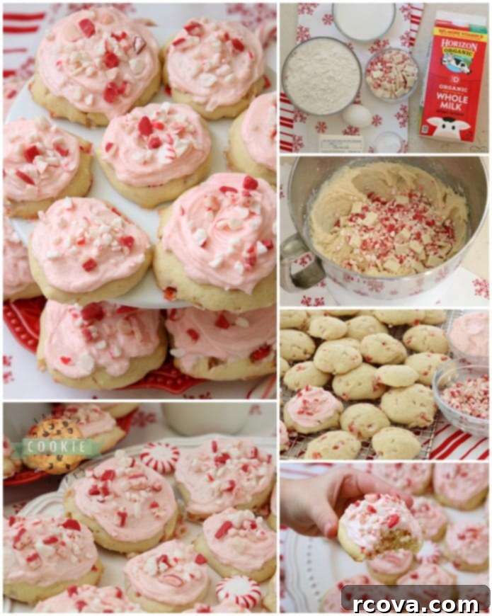 Icy Mint Cookies 3 Frosted Peppermint Cookies are soft, pillowy cookies baked with peppermint candy and topped with peppermint vanilla buttercream and candy cane pieces.