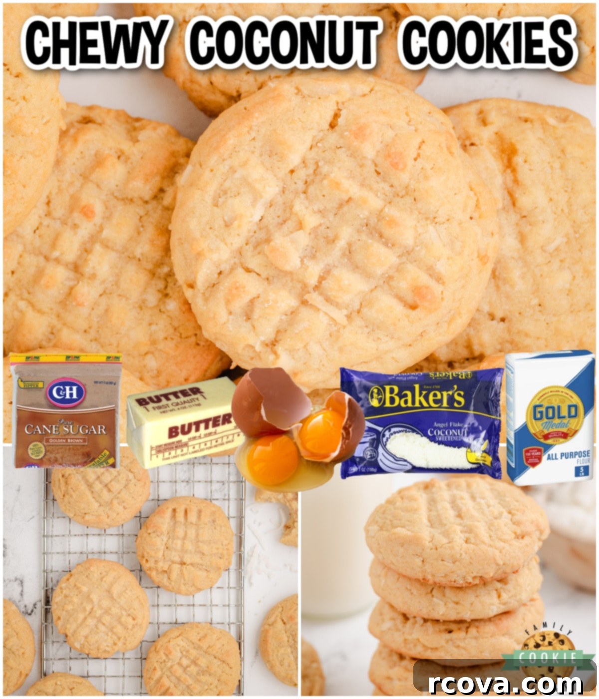 Tropical Coconut Chews 8 Chewy Coconut Cookies are delightful sugar cookies baked with coconut for fantastic buttery, nutty flavor!