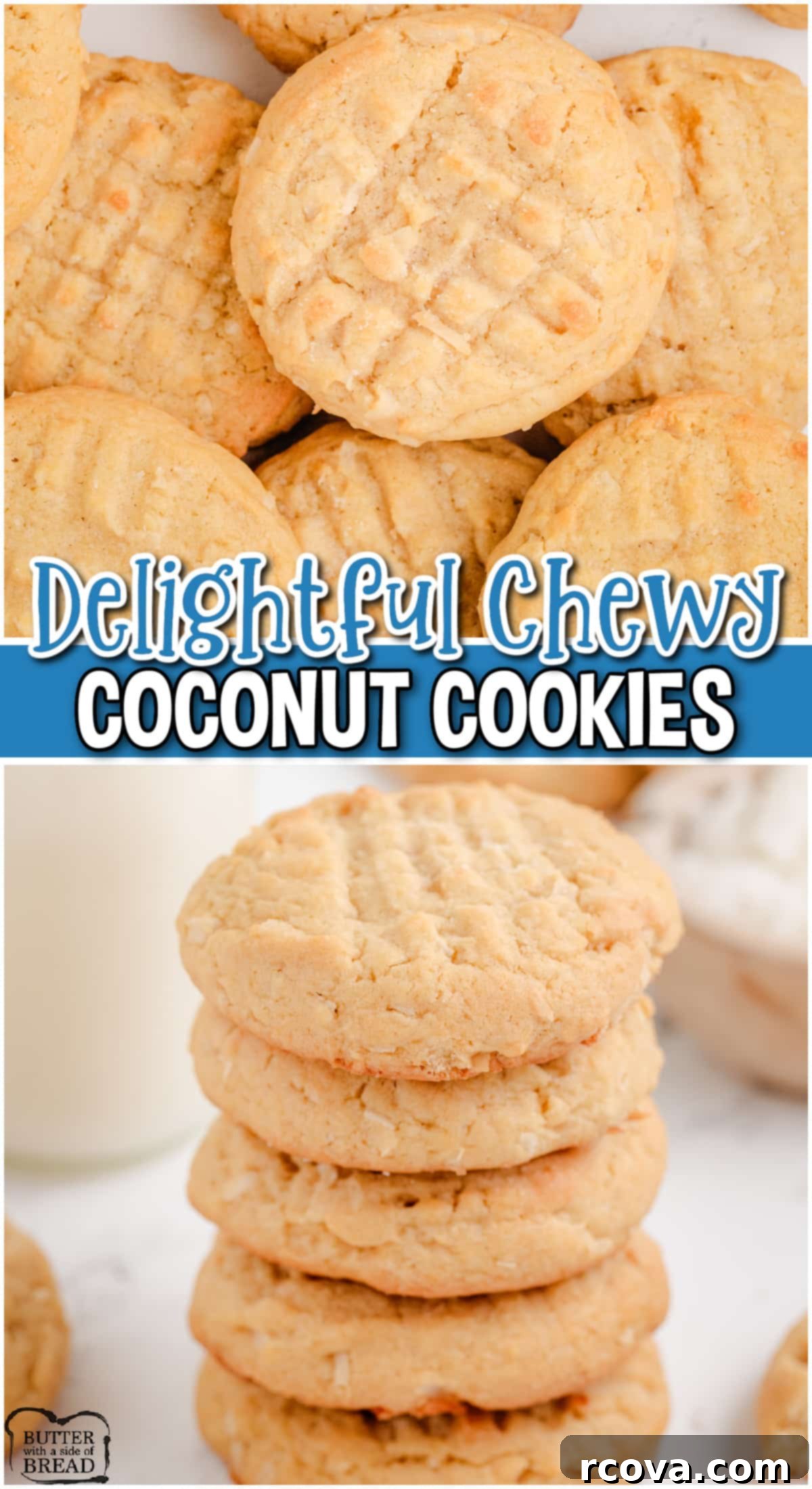Tropical Coconut Chews 9 Chewy Coconut Cookies are delightful sugar cookies baked with coconut for fantastic buttery, nutty flavor!