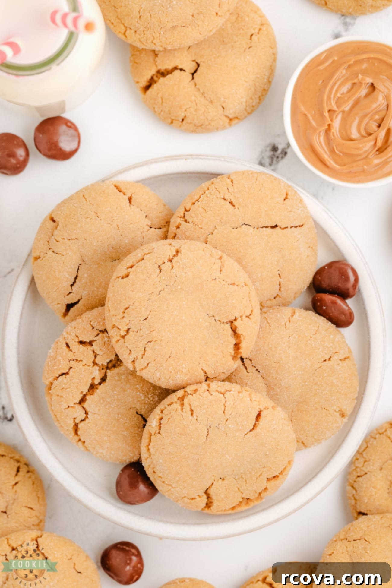 Peanut Butter Peek-a-Boo Cookies 3 plateful of peanut butter cookies stuffed with a Milk Dud