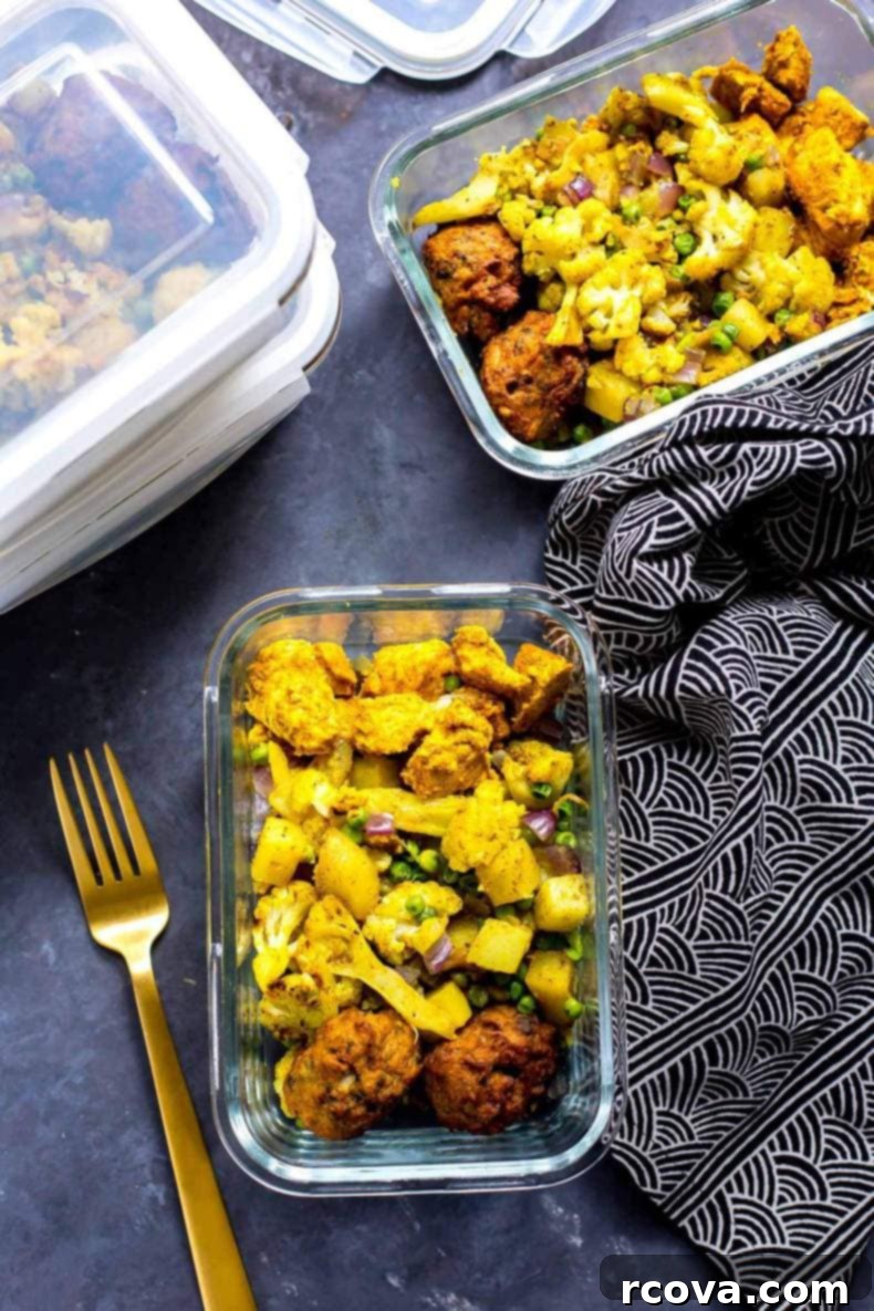 Effortless Weekly Meal Prep 12 Hearty Indian-Inspired Chicken Meal Prep Bowls, perfect for healthy and flavorful lunches throughout the week.