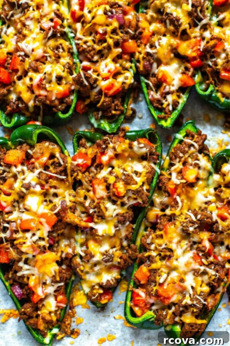 Effortless Weekly Meal Prep 18 Delicious Low Carb Stuffed Poblano Peppers, a healthy and flavorful dinner option.