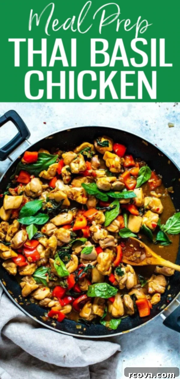 Effortless Thai Basil Chicken 5 This Meal Prep Thai Basil Chicken is a healthy stir fry idea that doubles as an easy 30-minute dinner or make-ahead lunch! #thaibasilchicken #mealprep
