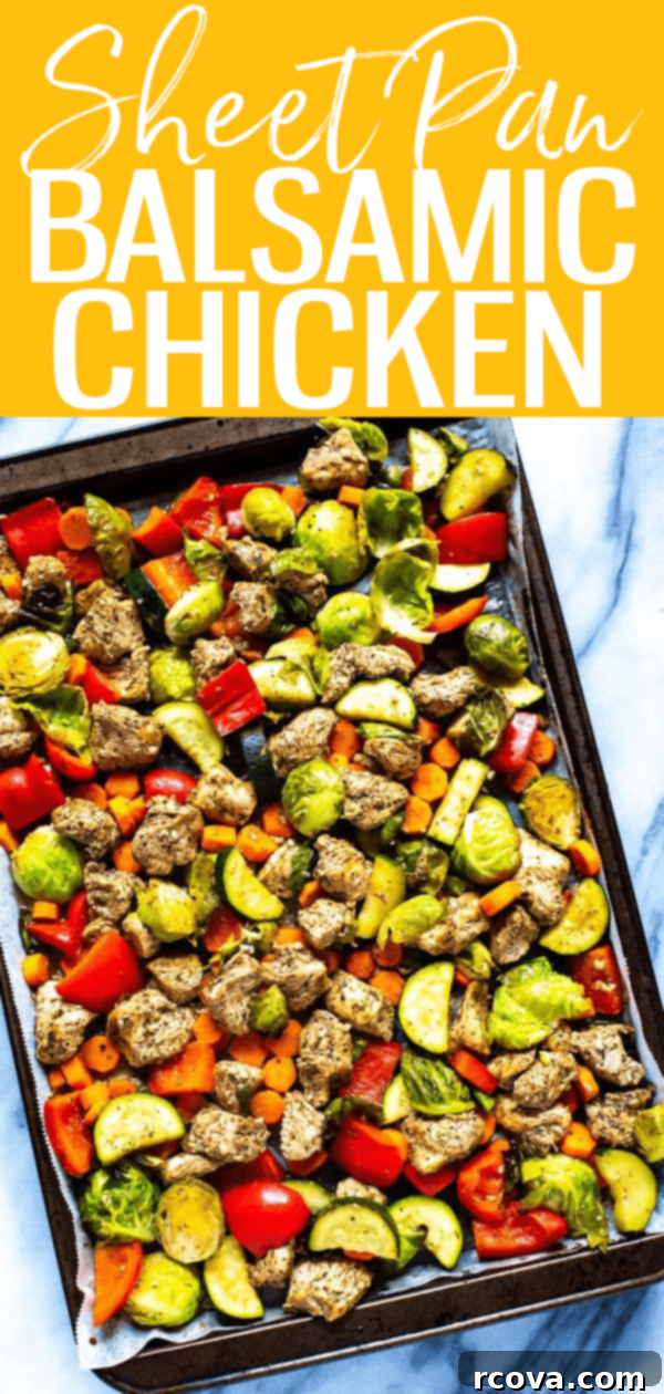 Effortless Balsamic Chicken Bake 5 This Sheet Pan Balsamic Chicken is a healthy, low carb dinner idea - it comes together on one pan, ready to eat in 30 minutes and is great for meal prep! #balsamicchicken #sheetpan