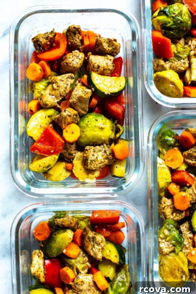 This Sheet Pan Balsamic Chicken is a delicious, healthy weeknight dinner idea. It comes together on one pan, ready to eat in 30 minutes! Leftovers won’t be a problem with this flavourful chicken dinner - turn them into meal prep lunches for the week! meal prepping a balsamic chicken recipe by combining ingredients in a freezer bag