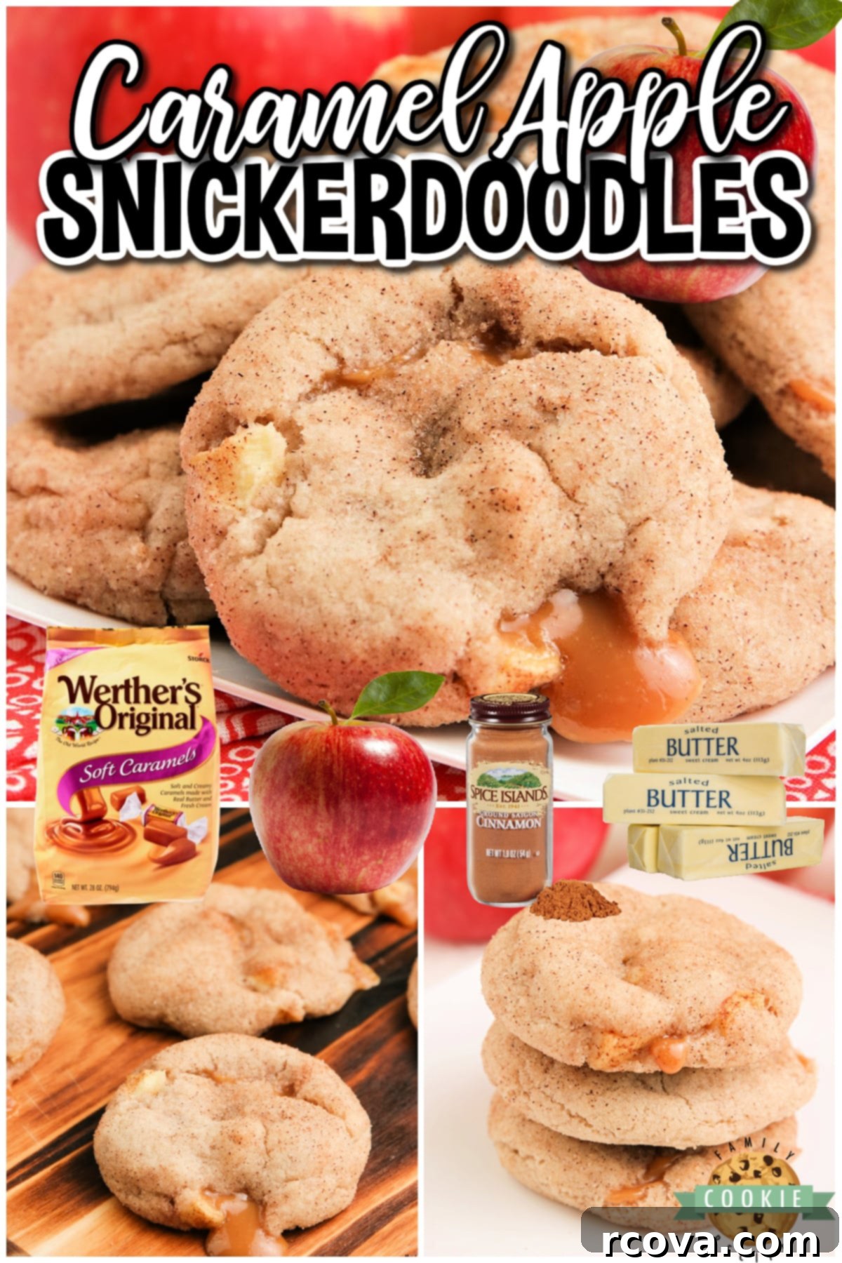 Caramel Apple Snickerdoodles 5 Pile of freshly baked Caramel Apple Snickerdoodles, showcasing their soft texture and cinnamon-sugar coating.