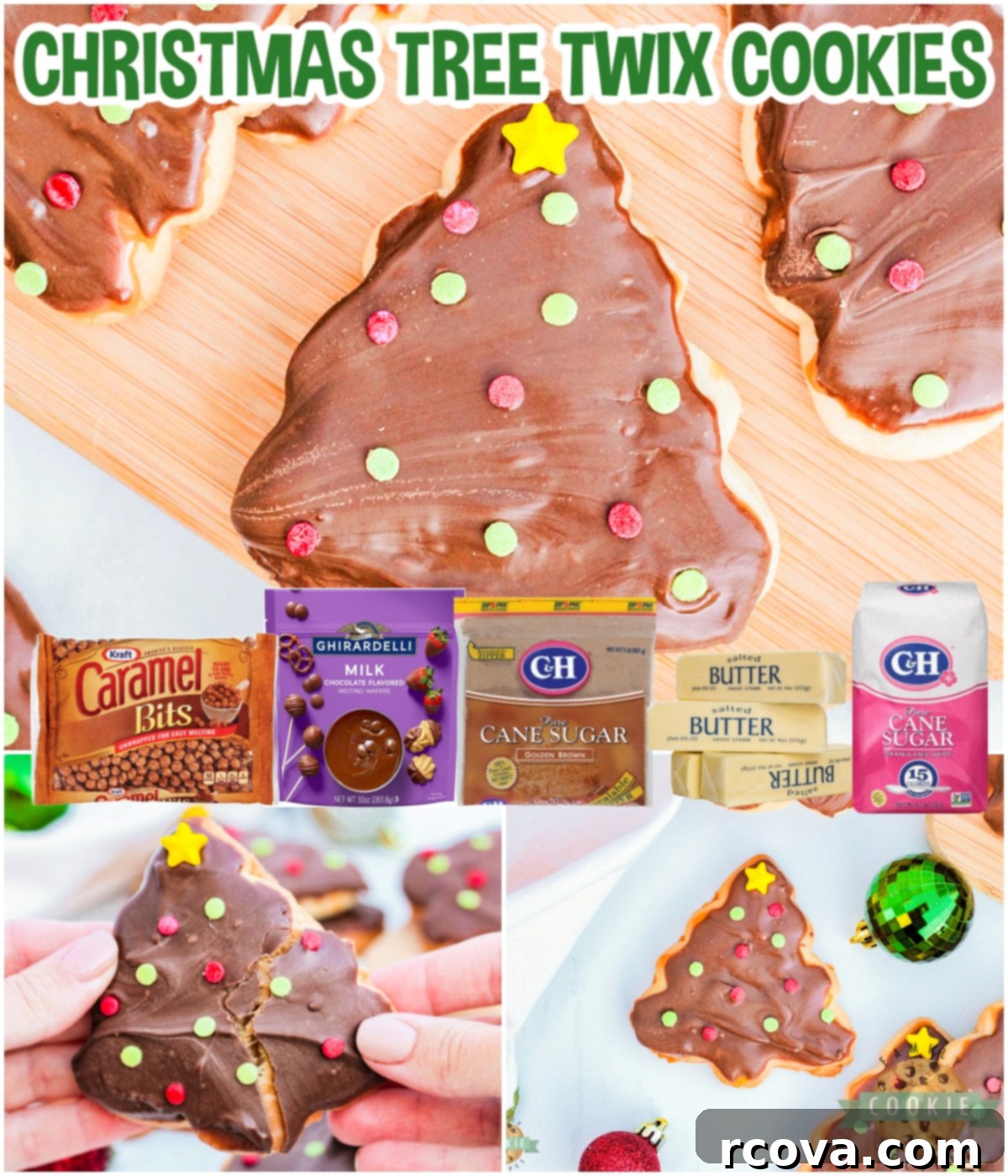 Festive Twix Christmas Tree Cookies 10 Christmas Tree Twix Cookies are made with a simple sugar cookie topped with caramel, chocolate, and festive sprinkles. Delicious holiday cookies that taste just like your favorite candy bar!
