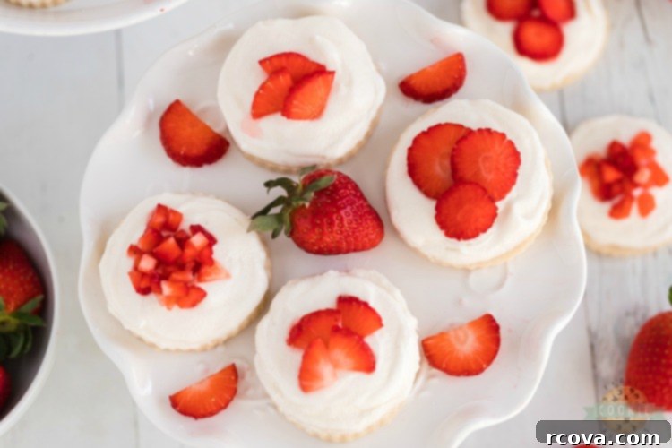 Strawberry Shortcake Dream Cookies 2 Delicious Strawberry Shortcake Cookies with fresh whipped cream and sliced berries.
