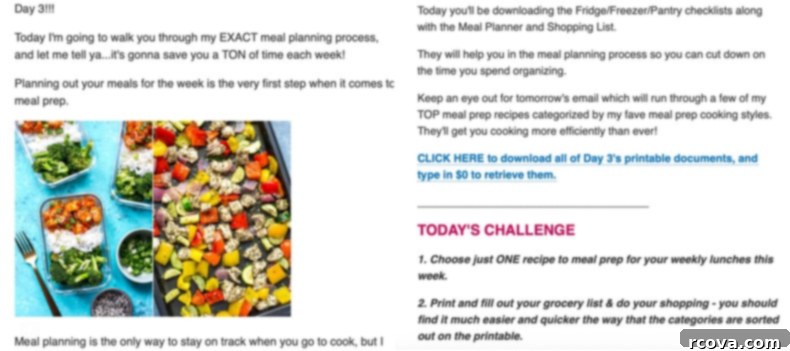 Fueling Wellness Through Smart Meal Prep 8 meal prep challenge email screenshot