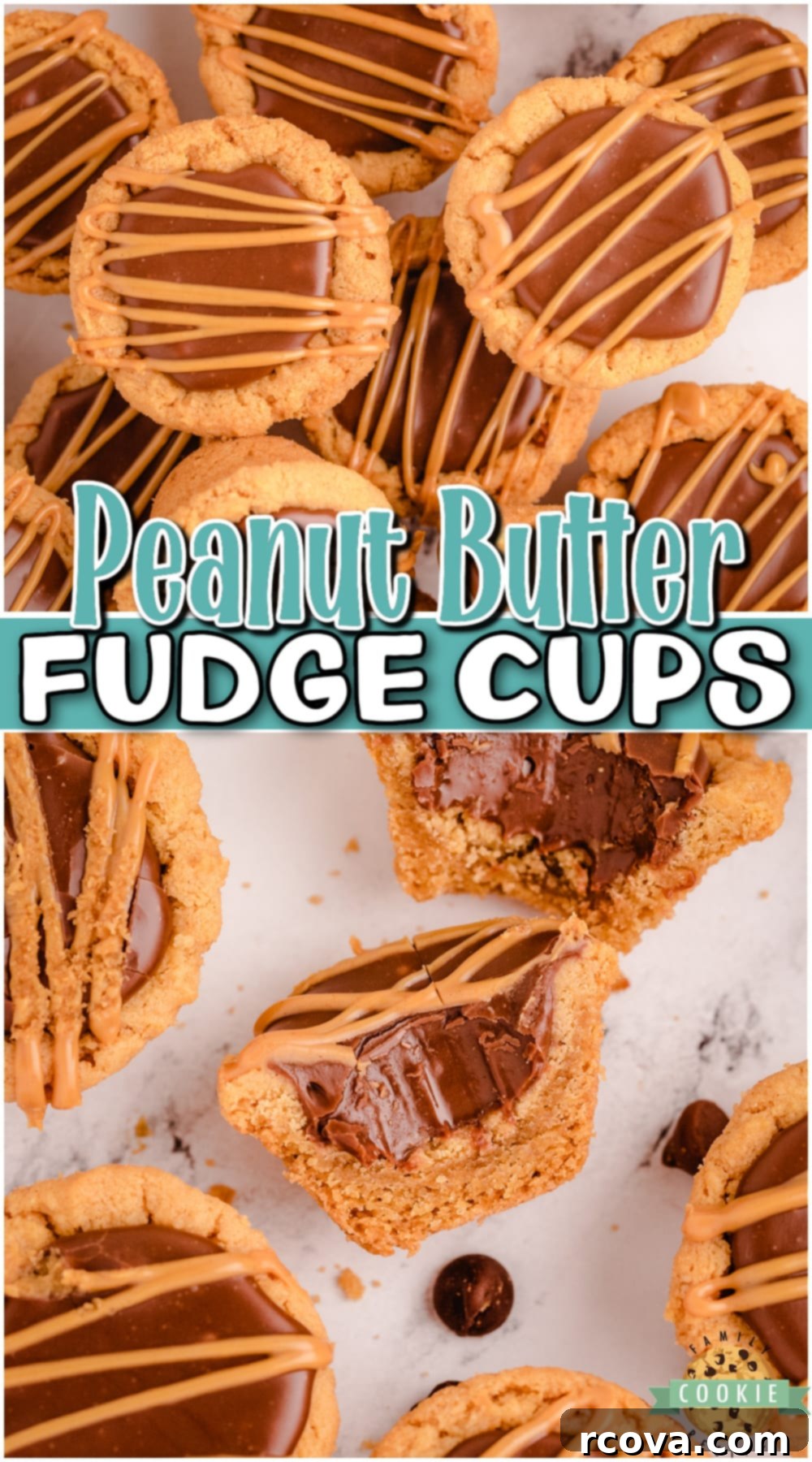 Decadent Peanut Butter Fudge Cookie Cups 13 Fudge Peanut Butter Cookie Cups are peanut butter cookies baked in a mini muffin pan & filled with a simple chocolate fudge! Delicious flavor combination in these amazing fudge cookies.