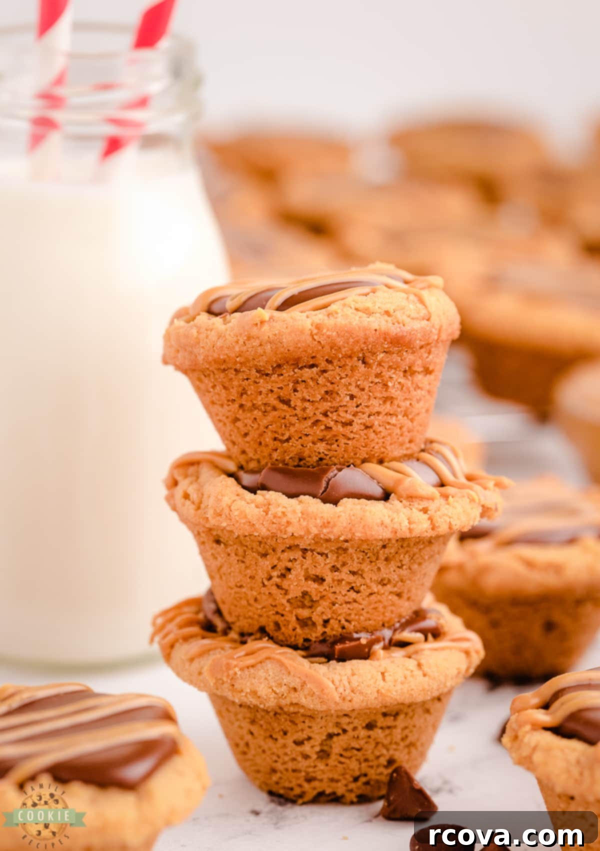 Decadent Peanut Butter Fudge Cookie Cups 7 fudge peanut butter cookie cups with milk