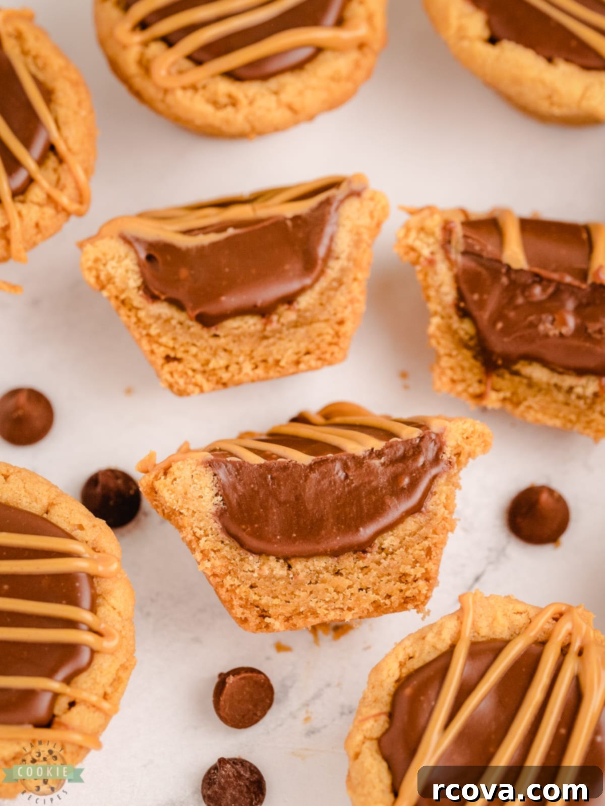 Decadent Peanut Butter Fudge Cookie Cups 8 fudge cookie cups cut in half