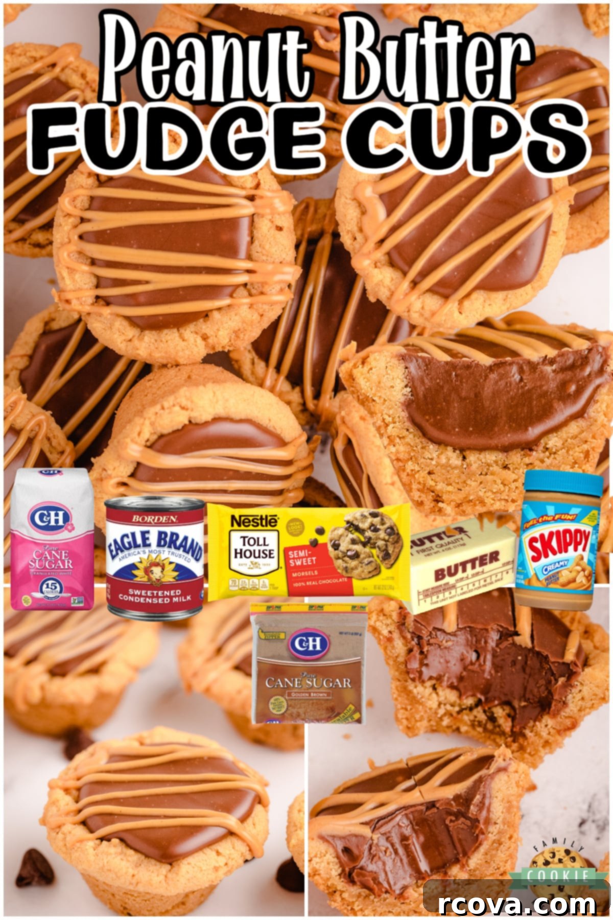 Decadent Peanut Butter Fudge Cookie Cups 9 Fudge Peanut Butter Cookie Cups are peanut butter cookies baked in a mini muffin pan & filled with a simple chocolate fudge! Delicious flavor combination in these amazing fudge cookies.