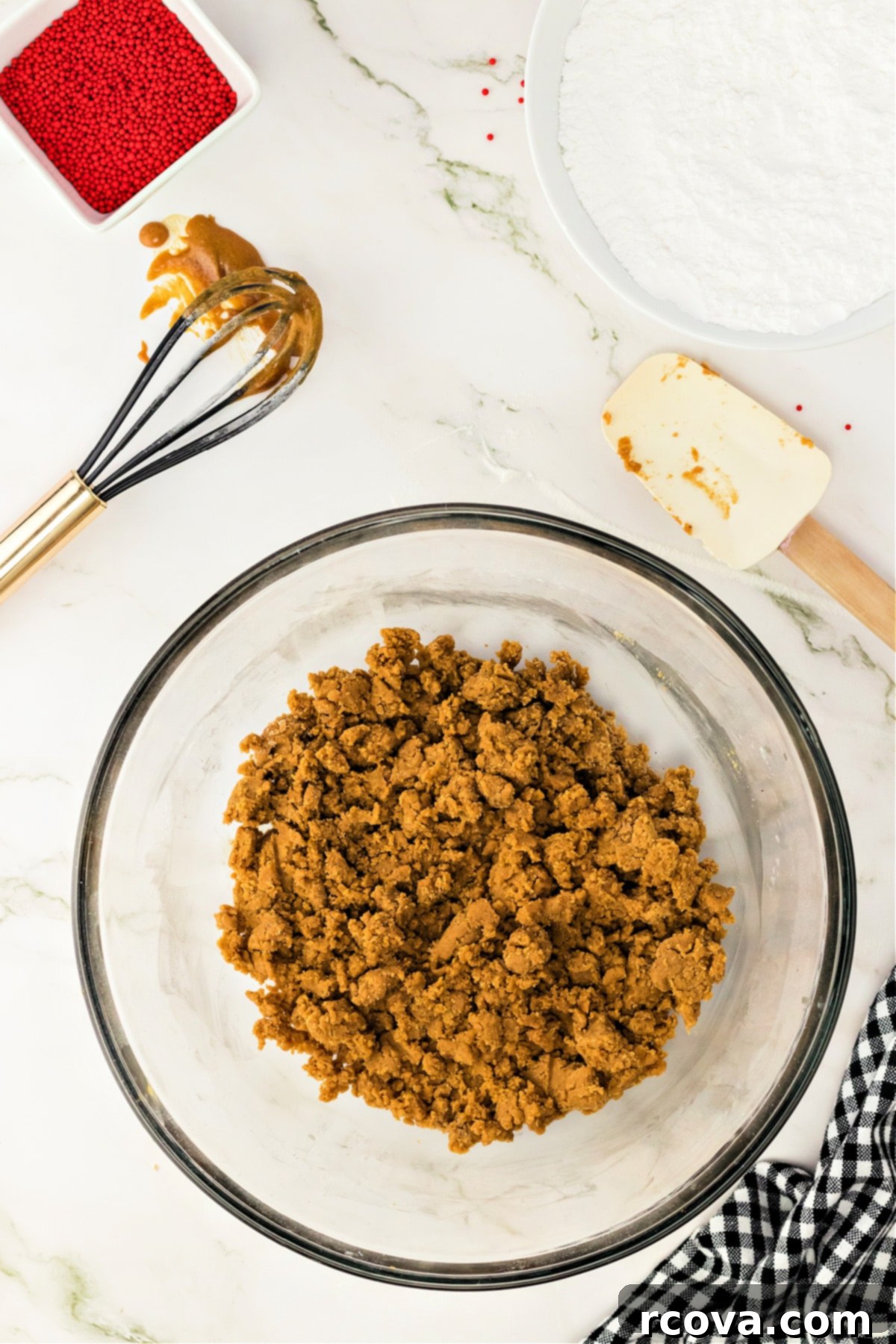 Chewy Spiced Gingerbread Bars 8 Mixing gingerbread cookie dough.